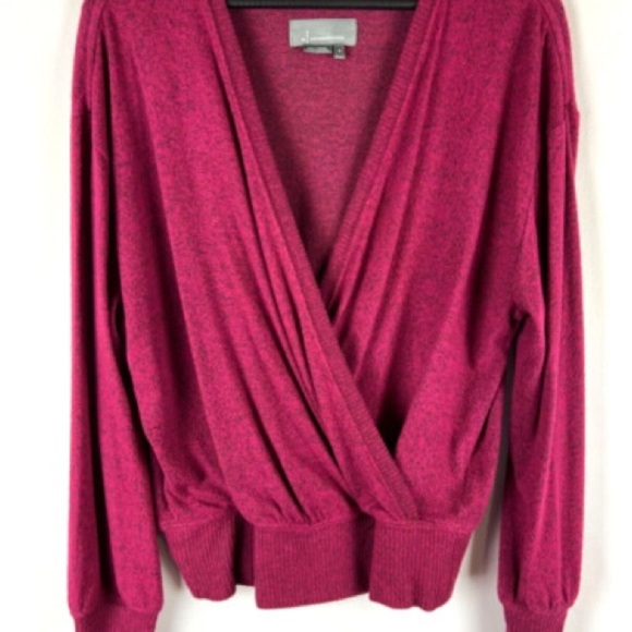 Anthropologie Red V-Neck Sweater with Textured Knit - Picture 2 of 5